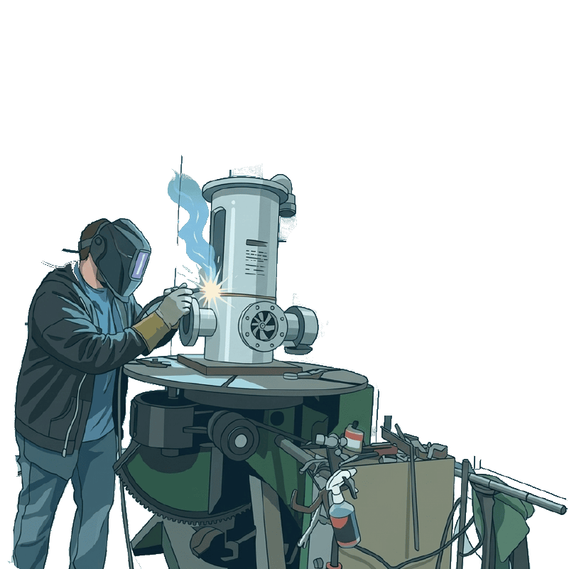 Pipe rotator TIG welding Nebraska illustration