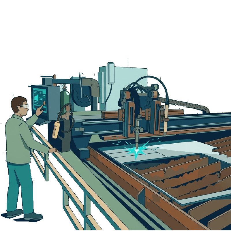 CNC Plasma Cutting Machine Illustration